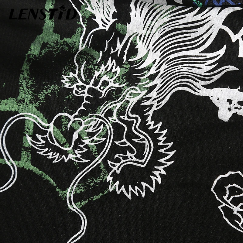 LENSTID граффити печати с длинными рукавами мужские футболки хип хоп хипстер панк