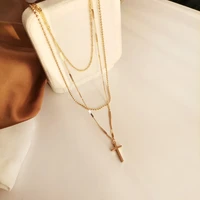 ioy irene fashion temperament contracted multilayer cross pendant necklace for women bohemia jewelry accessories n2432