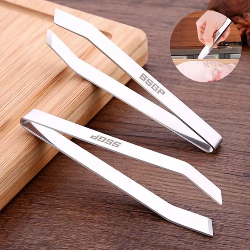 

1Pcs Home Kitchen Stainless Steel Pig Hair Pull Chicken Duck Hair Clip Clips Fishbone Plucking Tweezers Hair Removal Pliers