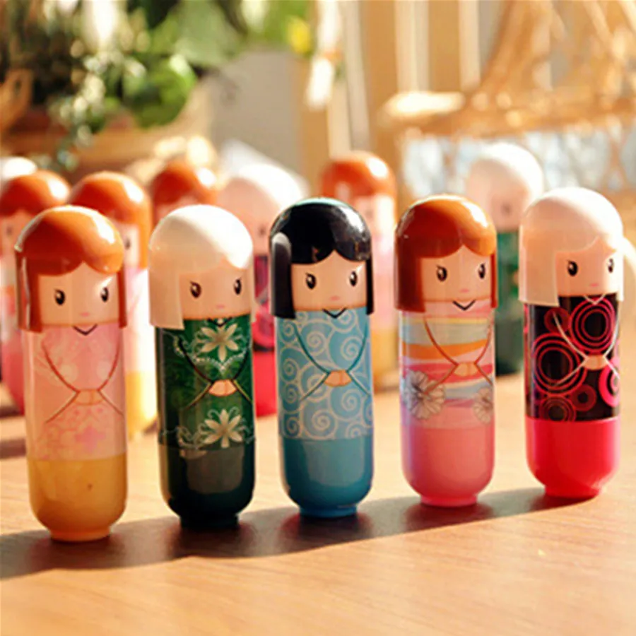 Batom милый шкаф с японскими кукла прозрачный круглый бальзам для губ натуральным