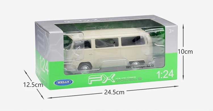 WELLY литье под давлением 1:24 масштаб автомобиля игрушки 1972 Volkswagen T2 автобус модель автомобиля симулятор сплава металла классическая игрушка автомобиль для ребенка Подарочная коллекция