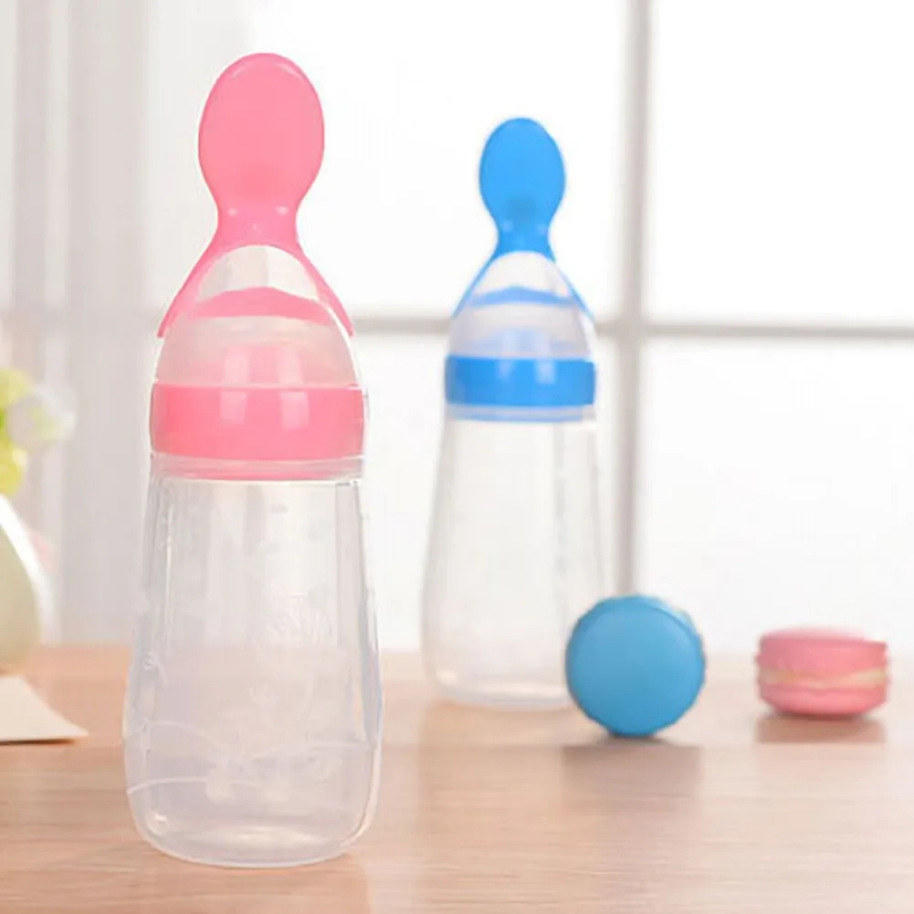 

Baby Feeding Bottle Toddler Spoon Bottle Standard Squeeze Spoon Food Feeder Learning Drink Soother Rice Cereal Supplement Cup