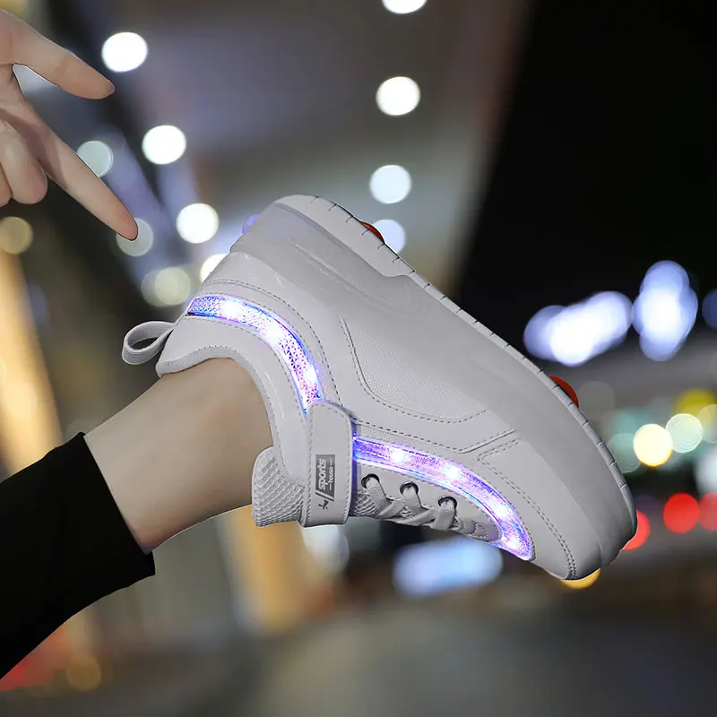Новые детские светящиеся кроссовки Heelys, детская обувь для роликовых коньков, детские туфли со светодиодной подсветкой, кроссовки для мальчиков и девочек с колесами
