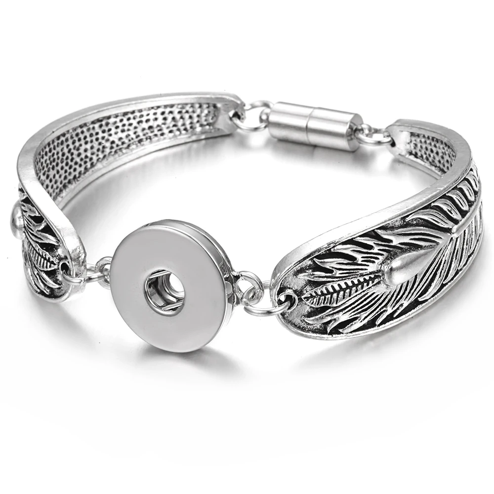 Snap Jewelry Bracelet Magnet Bohemian Watches Women Jewelry Colorful Pulseras New Vintage 18mm Metal Snap Button Bracelet - Окраска металла: 10