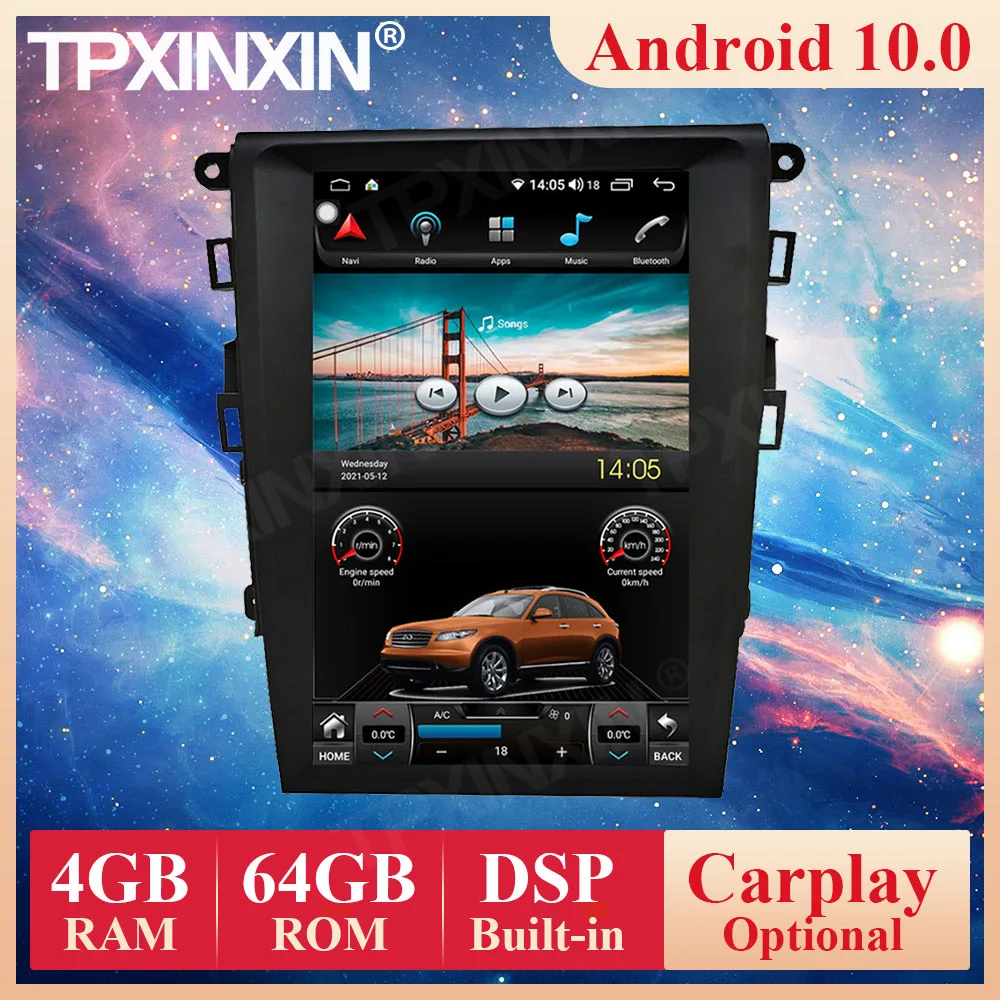 

Tesla Screen Android 10 PX6 For Ford Fusion MK5 2013-2019 Car Radio Multimedia Video Recorder Player Navigation GPS Accessories