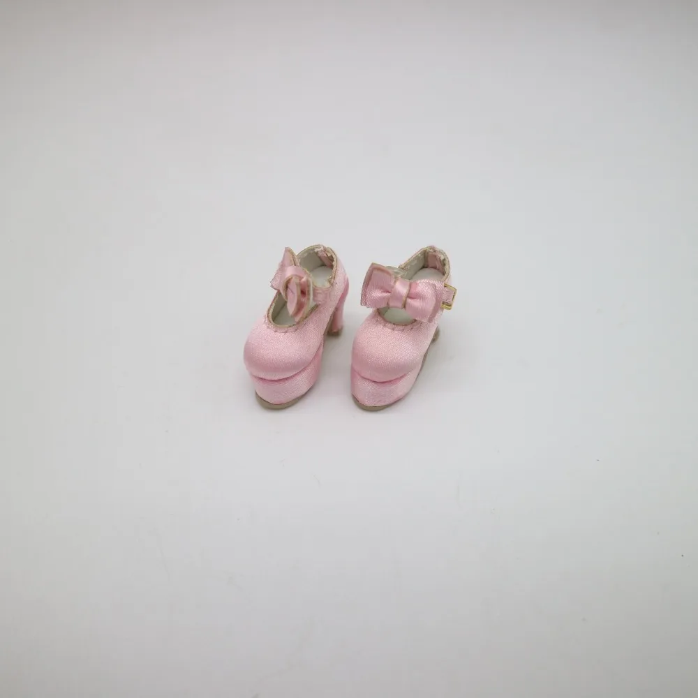 Blyth/кукольная обувь; подходит для Блит; 1/6; кукольный бант; Высокий каблук 2,9 см - Цвет: pale pink