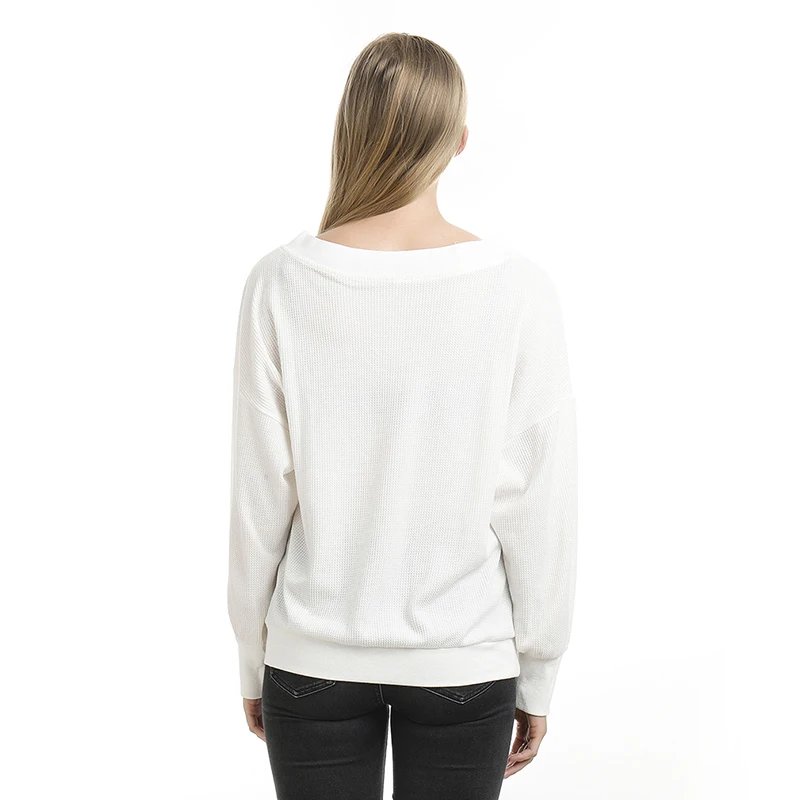 Осенняя Однотонная футболка Женская Сексуальная с длинным рукавом и v образным