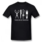 Новая летняя модная футболка для парикмахеров, Мужская хлопковая футболка с коротким рукавом для парикмахера, футболка с изображением оружия и ножниц, футболки