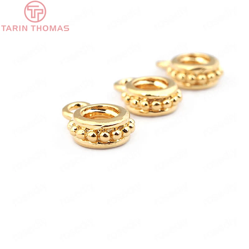 

(33605)10PCS 11.5*8MM 24K Gold Color Brass Large hole Charms Pendants Connector High Quality Diy Jewelry Findings Accessories