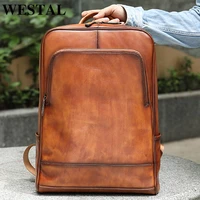 westal genuine leather backpack for men vintage 15 inch laptop bag large business travel hiking overnight shoulder daypacks 2248