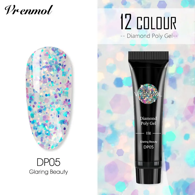 15ml DP05 Vrenmol Poly гель Semic Перманентный не чистый лак верхнее Базовое покрытие гель лак верхнее покрытие Базовое покрытие основа прозрачный гель лак - Цвет: 15ml DP05
