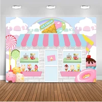 candy bar ice cream parlor celebration background baby birthday photography background photobooth banner cake table decorations
