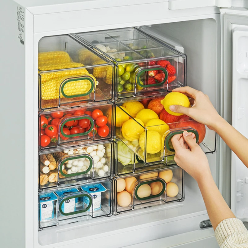 Ящик для холодильника коробка хранения продуктов пластиковый прозрачный