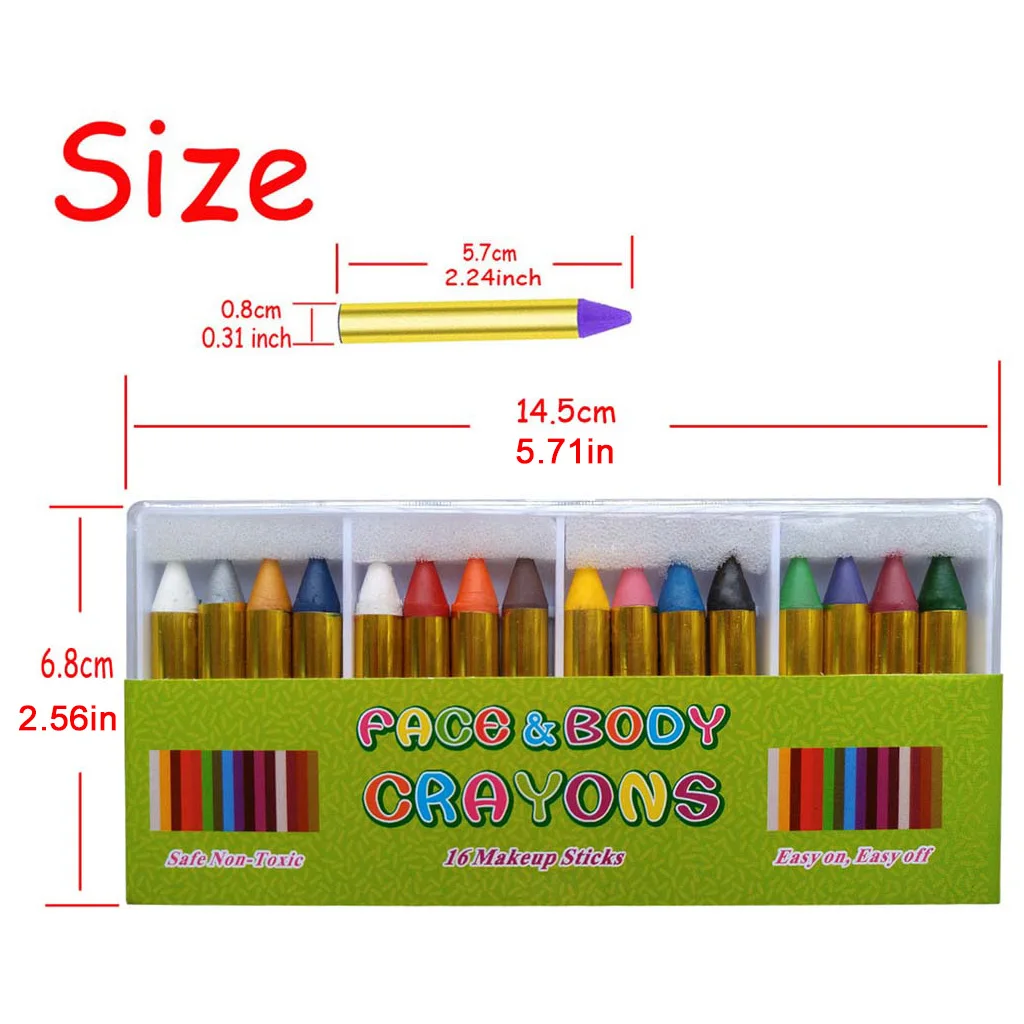 16 цветов окрашенные лицевые мелки для детей живопись лица тела Карандаши