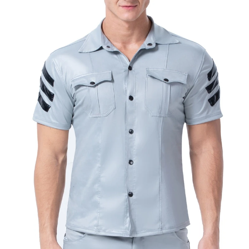 Сексуальная мужская футболка из искусственной кожи жилет эластичное нижнее