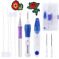 lmdz embroidery beginner kit punch needle knitting diy cross stitching sewing accessories with scissors and embroidery flowers