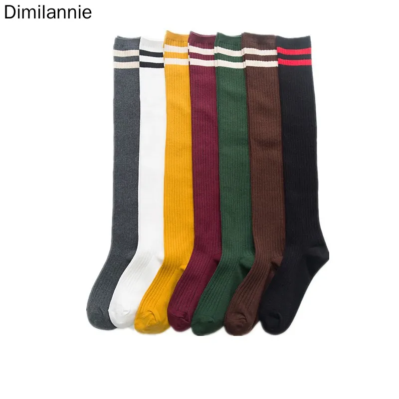 Сексуальные длинные носки в полоску женские гольфы выше колена чулки для девушек