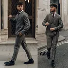 Новые серые мужские костюмы из 2 предметов (пальто + брюки) с острым отворотом Terno Masculino, деловой мужской костюм на заказ
