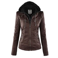 faux leather jacket women 2021 basic jacket coat female winter motorcycle jacket faux leather suede pu zipper hoodies outerwear