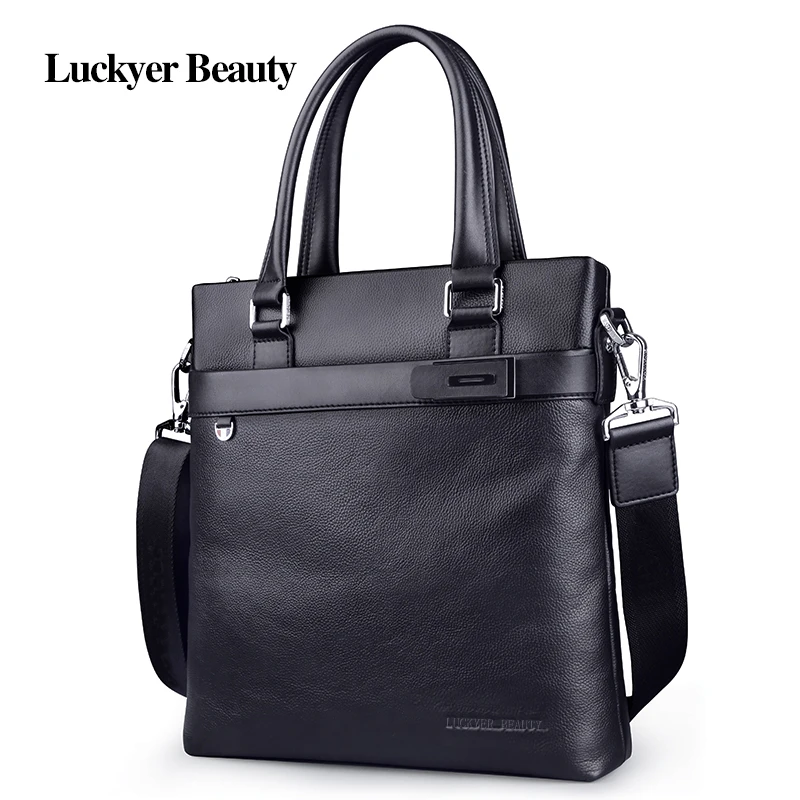 

LUCKYER BEAUTY men bag briefcase leather a4 bag messenger handbag purses jobs genuine leather