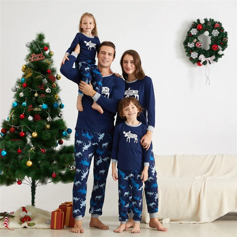 

Family Christmas Pajamas Set 2021 Xmas Mother And Daughter Kids Print Family Matching Nightwear Sleepwear pyjama famille noel