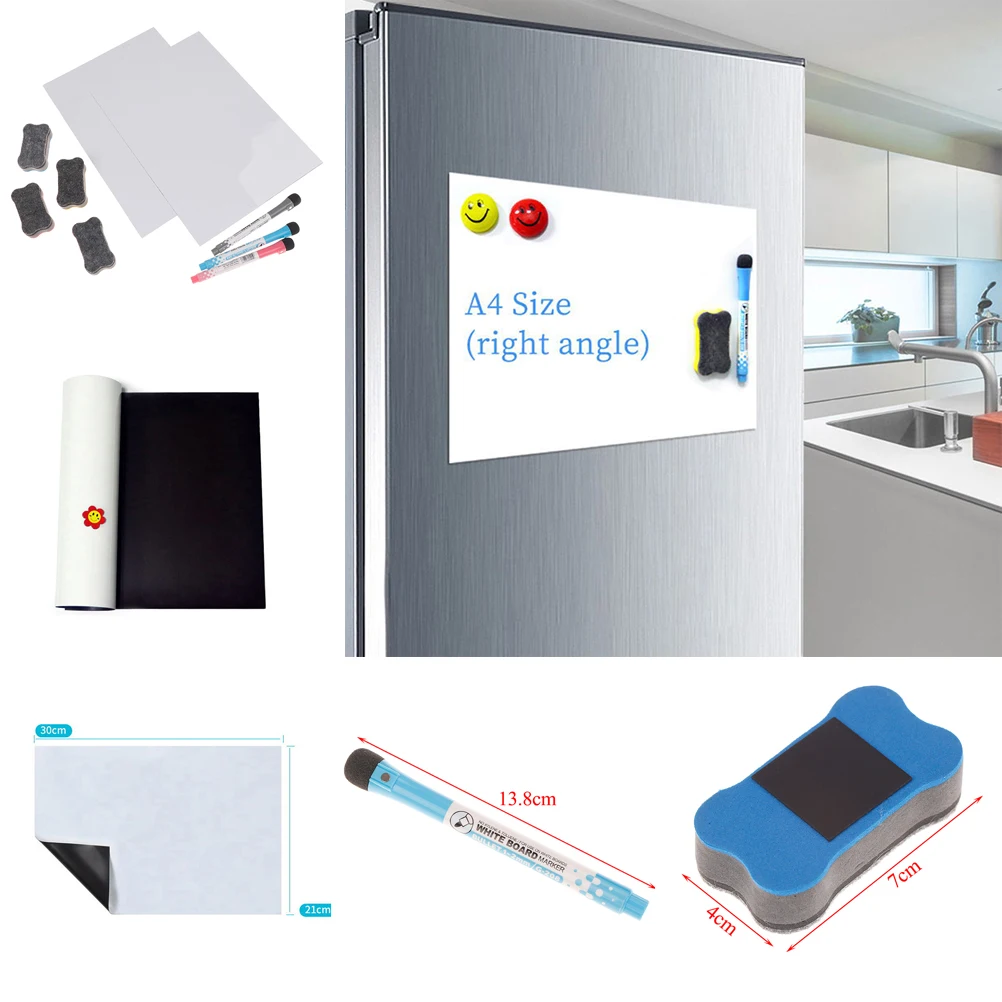 

A4 Reminder Fridge Magnetic Whiteboard Family Message Board Office Memo Kid Magnetic Marker Pen Whiteboard Marker