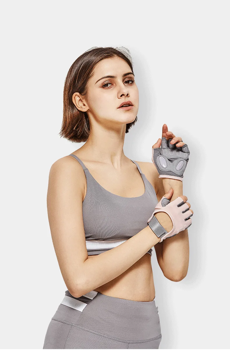 Перчатки женские для тренажерного зала дышащие митенки бодибилдинга фитнеса