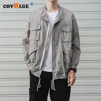 male coat new style summer clothes men ultra thin sense of air thin jacket hip hop loose multi pocket streetwear mwj194