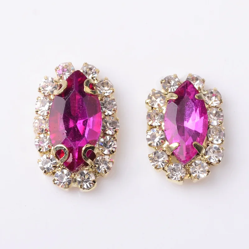 

5 pcs Alloy Rhinestone Hand sewn diamond jewelry buckle accessories Horse eye style diamond buckle diy handmade Hair accessories