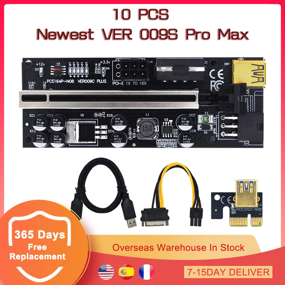 10 шт. Райзер-карта VER009C PCIE VER 009C PLUS PCI Express PCI-E X1 на X16 графическая карта