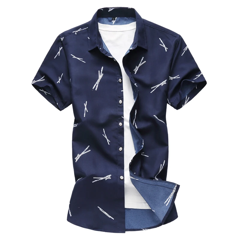 

Новинка 2021, Мужская Удобная тонкая дышащая Повседневная рубашка большого размера с асимметричным принтом и коротким рукавом, с черной нитью