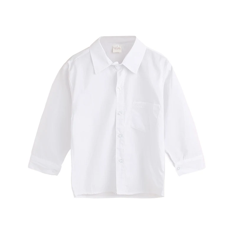 Simple Kids Baby Boy Shirts Long Sleeve High Quality Cotton Shirt Baby Formal Tops Pure Color Clothe