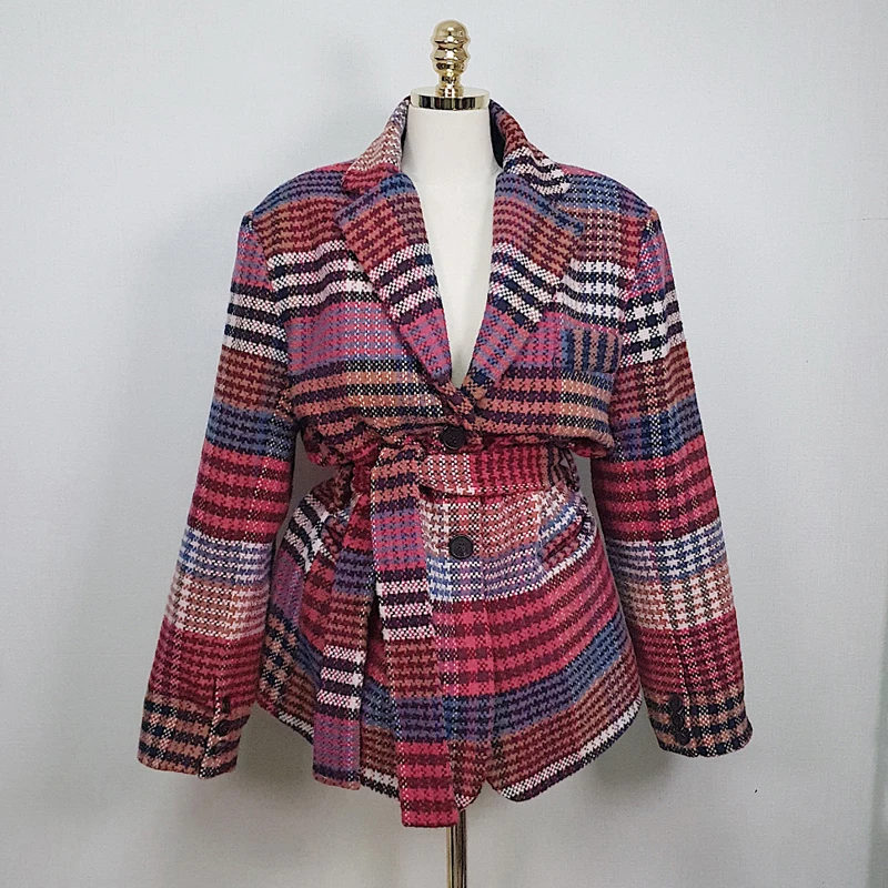 BGTEEVER женское модное шикарное клетчатое пальто с зубчатым воротником однобортное