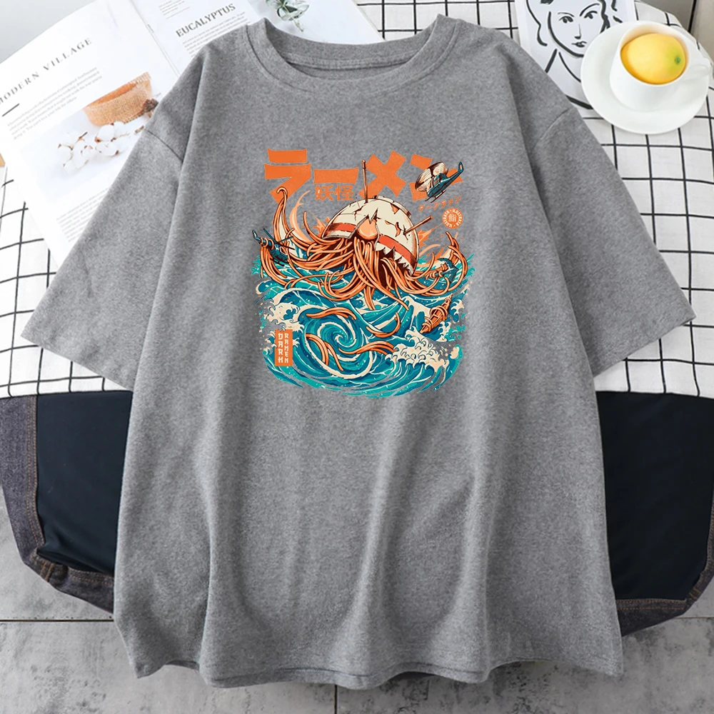 

Ukiyoe Print Ramen Print T Shirts Women Summer Short Sleeve O Neck Harajuku Streetwear Tee Shirts Female Loose Oversized Tshirts