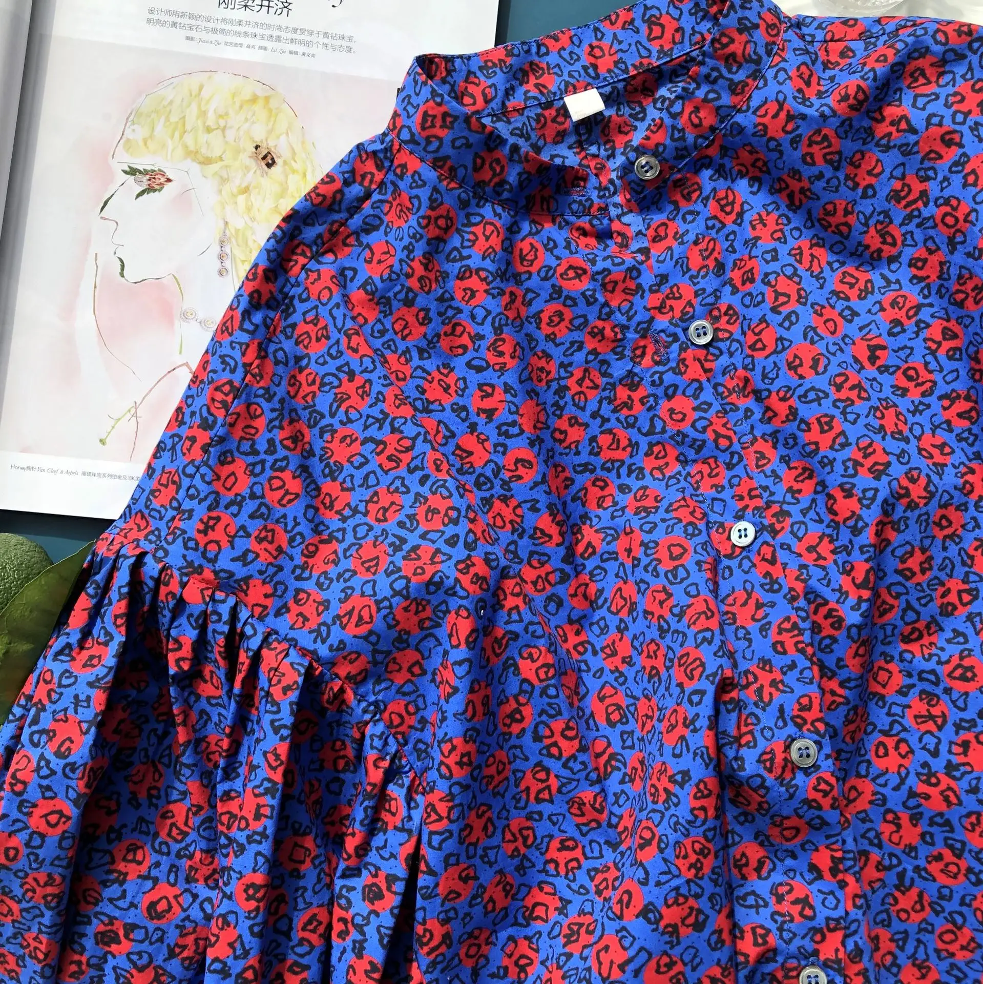 Женская рубашка с длинным рукавом и воротником-стойкой | одежда