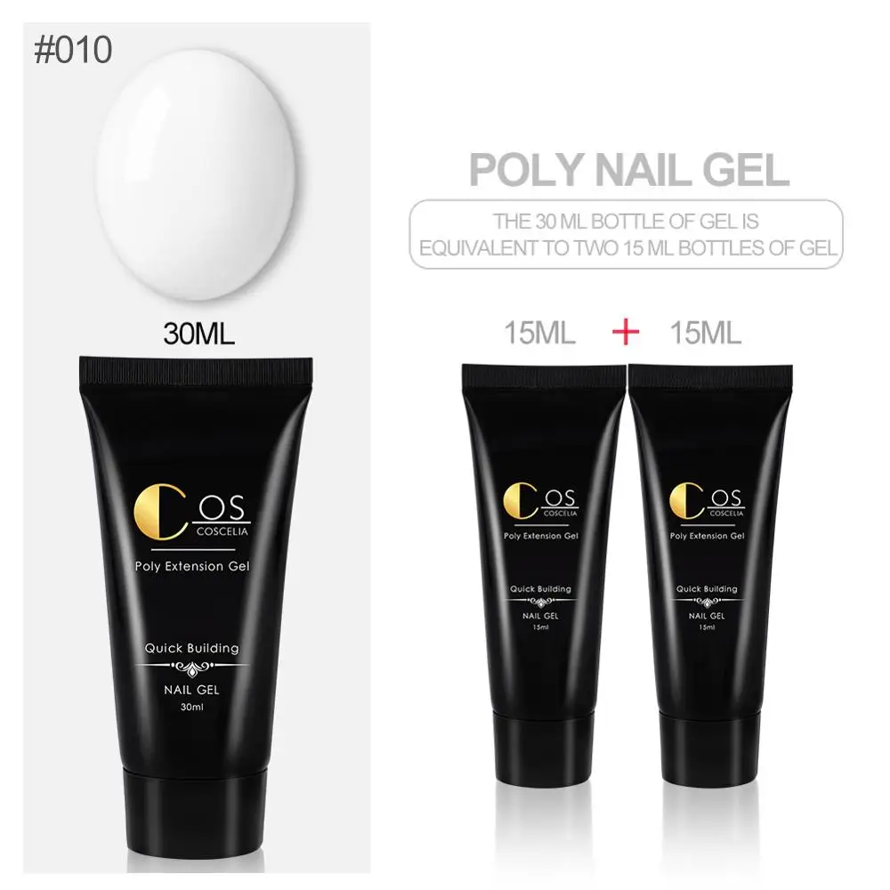 30ML 010 COSCELIA 30/15 мл полигель для ногтей акриловый строительный гель для наращивания ногтей строительный гель УФ лак для ногтей для маникюра дизайн ногтей - Цвет: 30ML 010