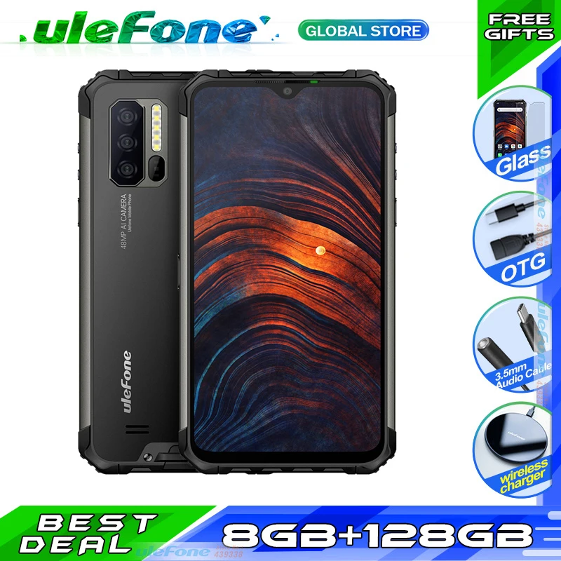 Смартфон Ulefone Armor 7 NFC IP68 Android 9 0 Helio P90 Восьмиядерный 6 3 дюйма 8 ГБ + 128 48MP 4G 5500