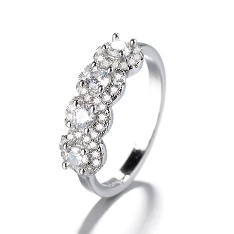 Элегантный 925 серебряные ювелирные изделия кольца с цирконием драгоценный камень кольцо на палец для