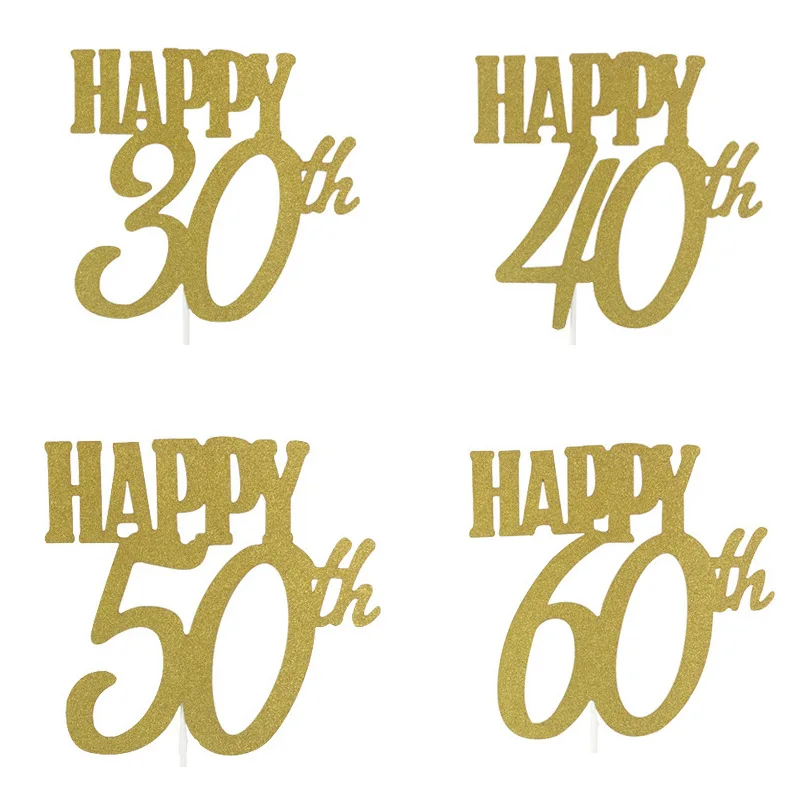 Бумажный Топпер для торта на день рождения 30 40 50 60 золотой 1 шт. | Дом и сад