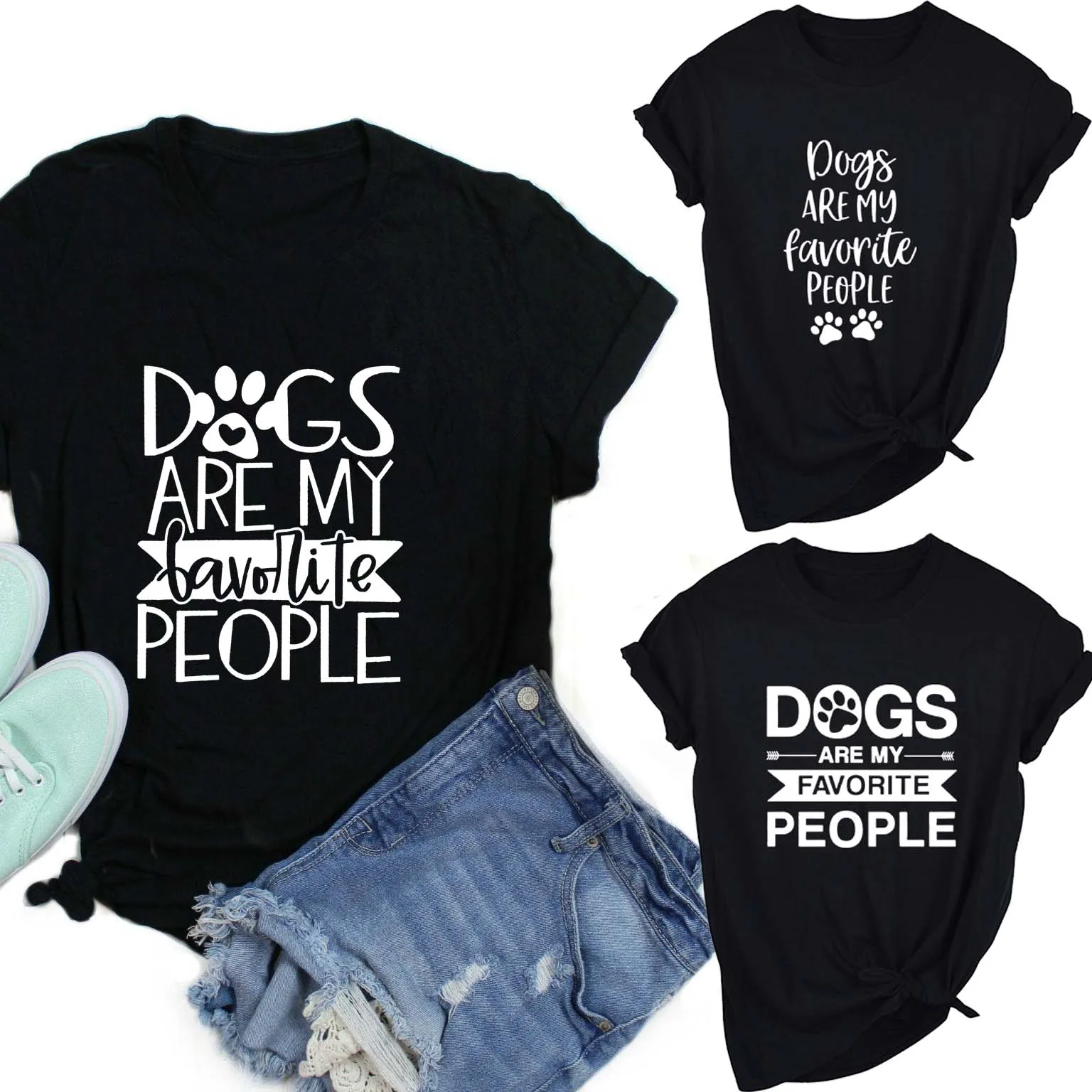 

Dogs Are My Favorite People Popular Woman's Graphic Summer Funny Graphic T-Shirt Dog Lover Gift Dog Mom Shirt Pet Lover Tees