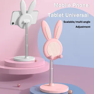 foldable extend cute bunny desk silicone mold mobile phone stand holder lazy desktop rabbit bracket for iphone ipad xiaomi table free global shipping