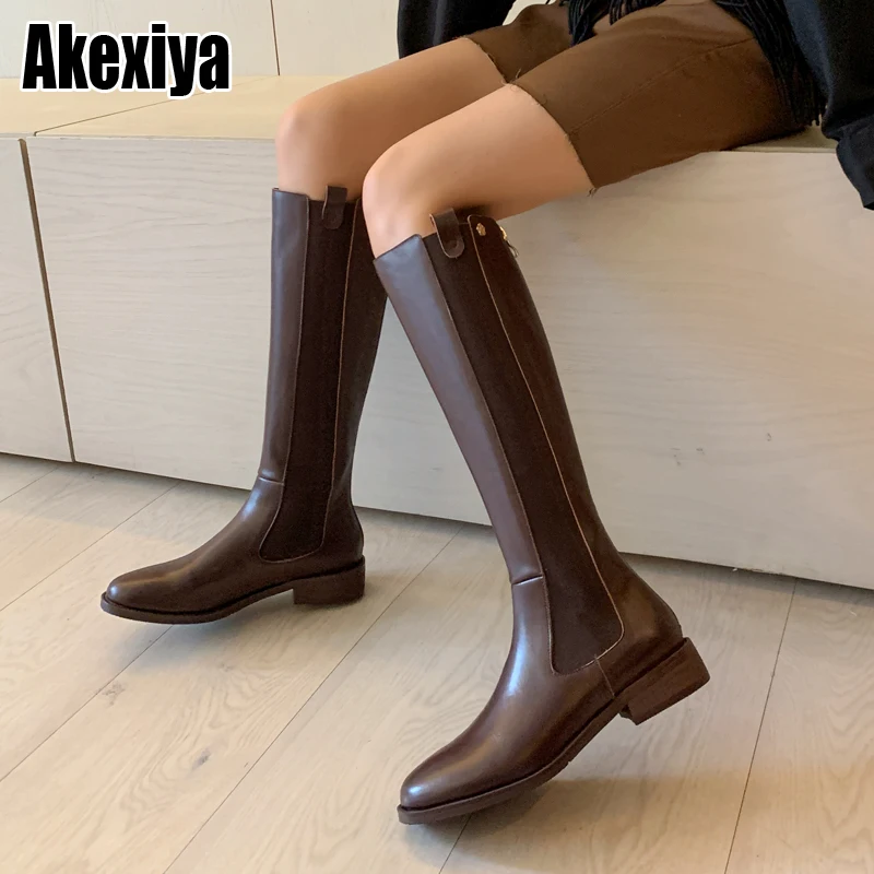 

2021 New Genuine Leather knee-length boots fashion round-toe boots for women Winter boots back zipper Boots for Women BC1818