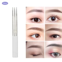 50pcs 3p high precision tattoo needle microblading eyebrow tattoo 3d permanent makeup fog eyebrow fast coloring round needles