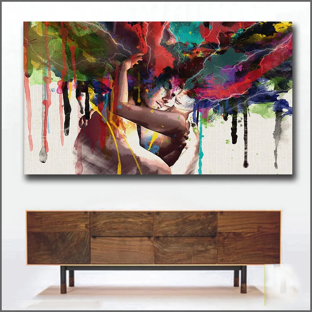 

Men and women embrace abstract bedroom decoration canvas painting living room poster print picture on the wall decor cuadros