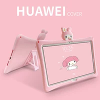 3d bracket cute cartoon tablet protective case cover for huawei matepad m6 m5 lite honor tab 5 silicone shockproof cover