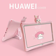 3D Bracket Cute Cartoon Tablet Protective Case Cover For Huawei MatePad M6 M5 Lite Honor Tab 5 Silicone Shockproof Cover