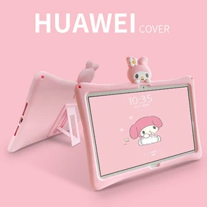3d bracket cute cartoon tablet protective case cover for huawei matepad m6 m5 lite honor tab 5 silicone shockproof cover free global shipping