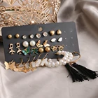 FNIO Мода кисточкой серьги-капельки, серьги для женщин, трендовые, золото, геометрически цепи серьги новый набор, ювелирное изделие