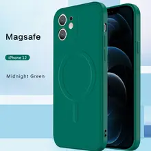2021 New Liquid Silicone Wireless Magnetic Phone Case for iPhone 12 11 13  Pro Max Mini X Xs Xr 7 8 Plus Magsafing Celular Coque