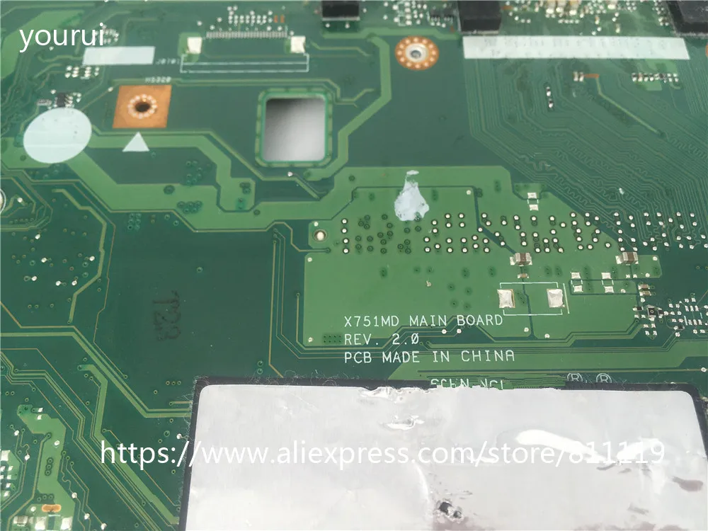 yourui для asus x751md laptopmotherboard rev 20 n2930 процессор с гра